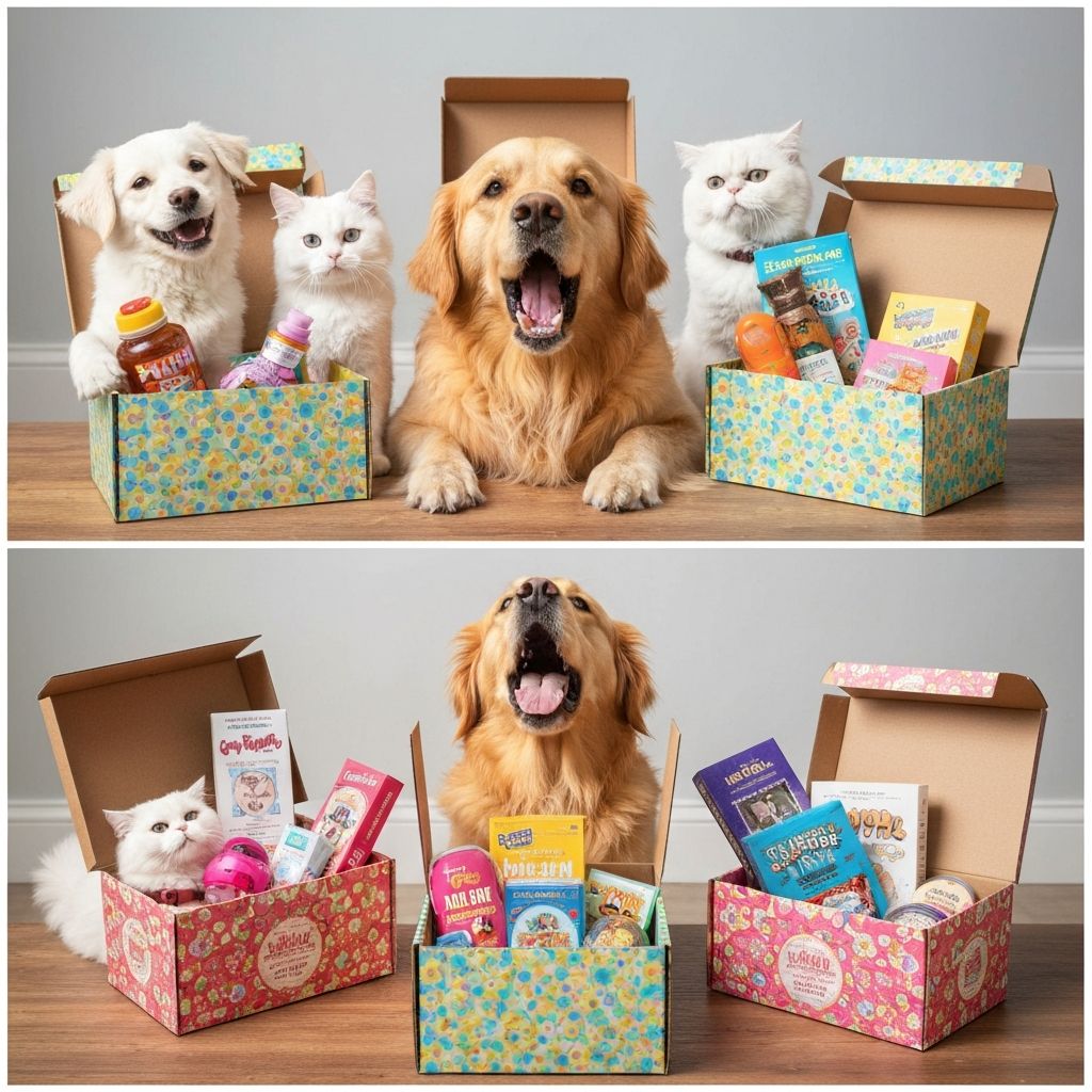 Happy pets enjoying Pet Parcel boxes